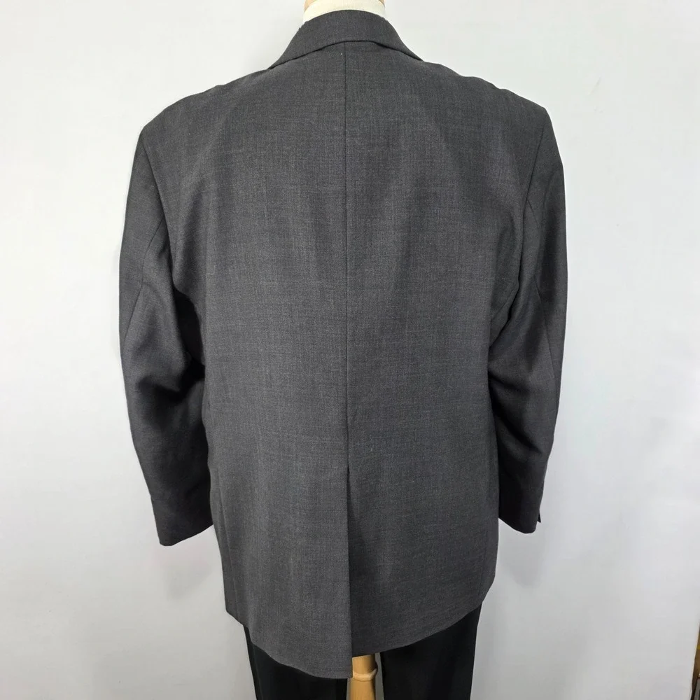 Stafford‎ Essentials Men's Sport Coat Blazer Two Button Gray Poly Wool Blend 48R